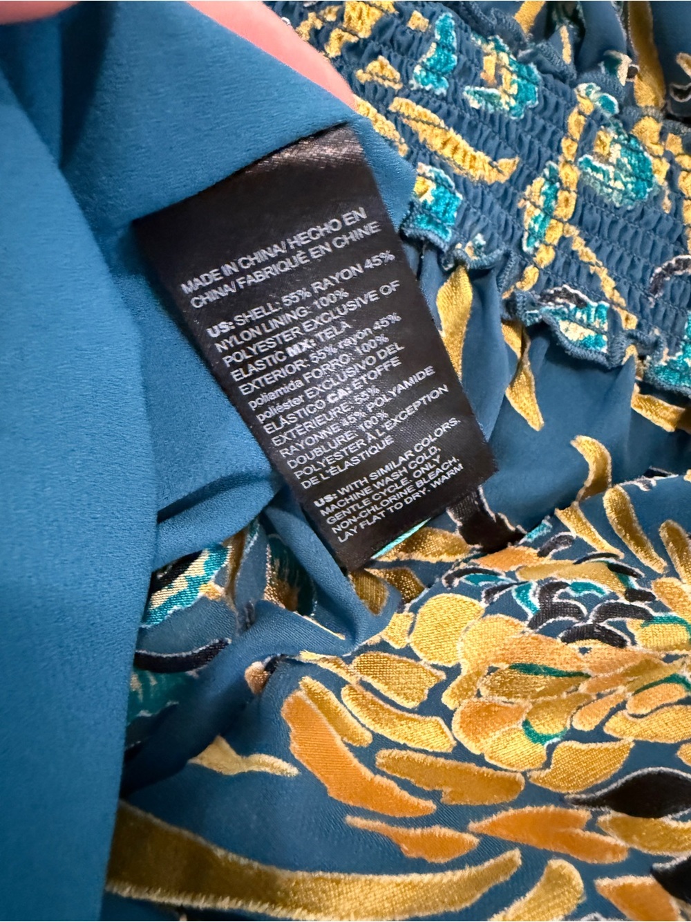 White House Black Market Teal and Gold Long Sleeve Midi Dress - Picture 14 of 14